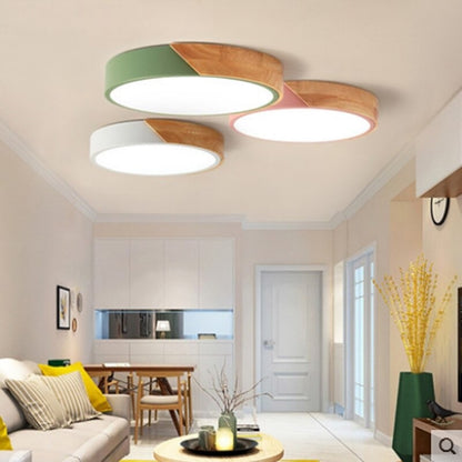 Nordic Minimalist Wooden Round Ceiling Lamp