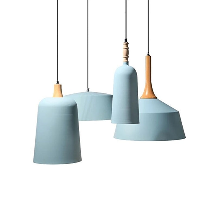 Nordic Minimalist Wood Blue Single Pendant Lamp