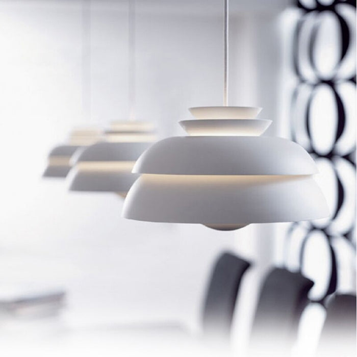 Nordic Minimalist Semi-Circular White Aluminum Pendant Lamp