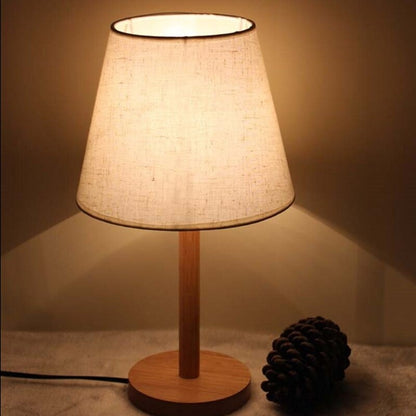 Nordic Wooden White Fabric Lampshade Table Lamp