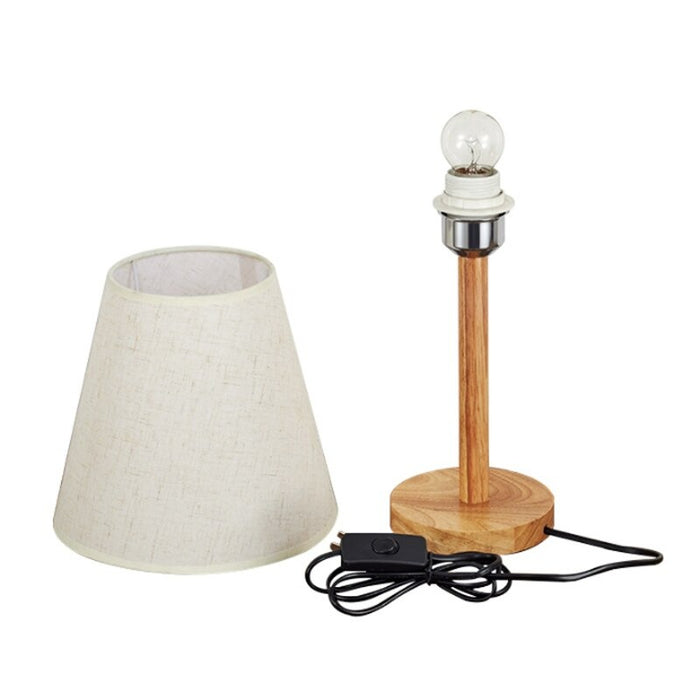 Nordic Wooden White Fabric Lampshade Table Lamp