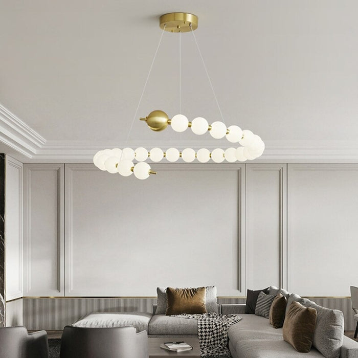 Nordic Round Pearl LED Necklace Chandelier