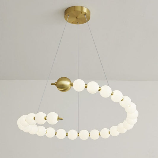 Nordic Round Pearl LED Necklace Chandelier