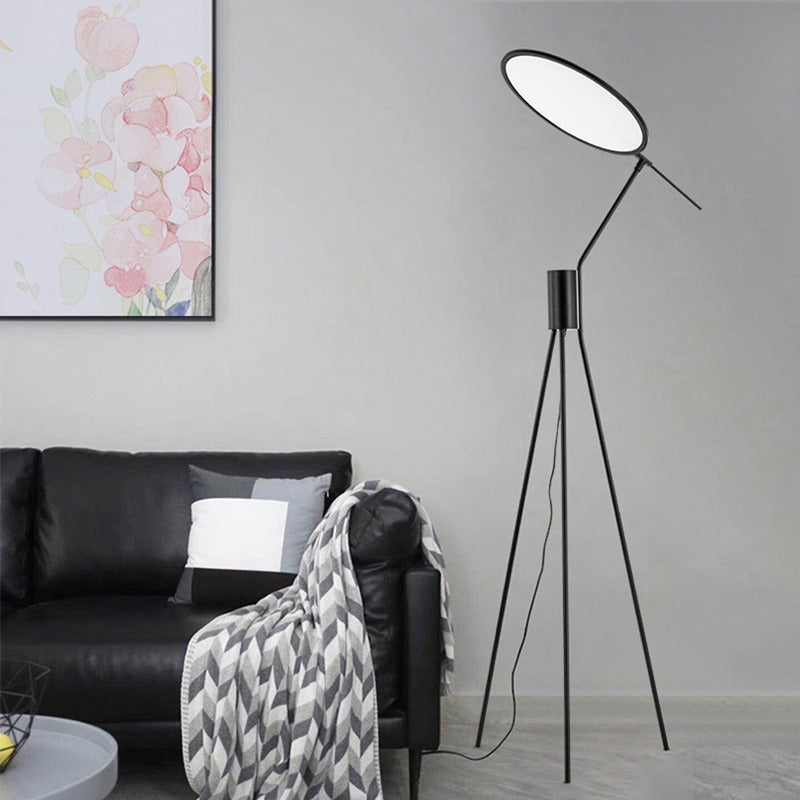 Nordic Black Iron Disc Acrylic Floor Lamp