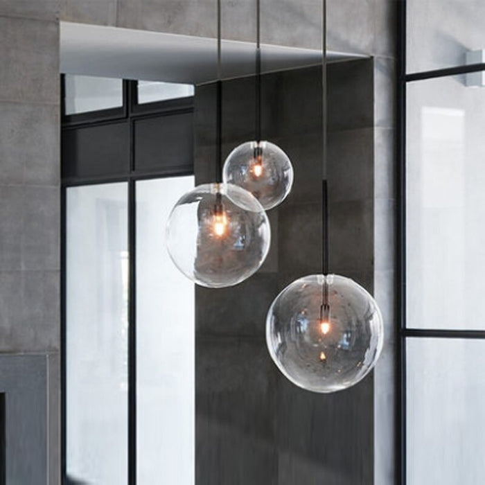 Transparent Glass Bubble Design Single Head Pendant Lamp