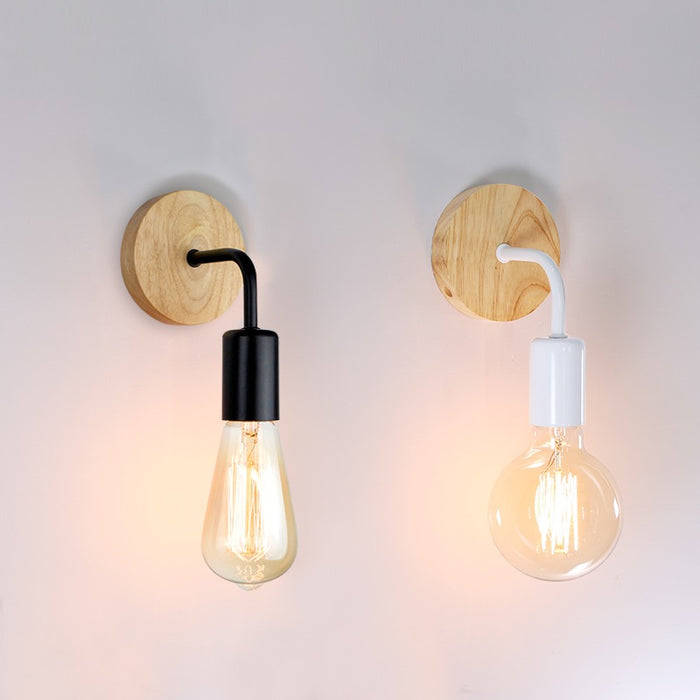Retro Style Wooden Base Wall Lamp