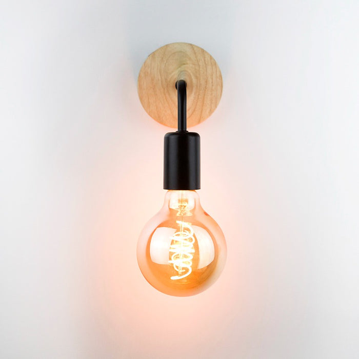Retro Style Wooden Base Wall Lamp