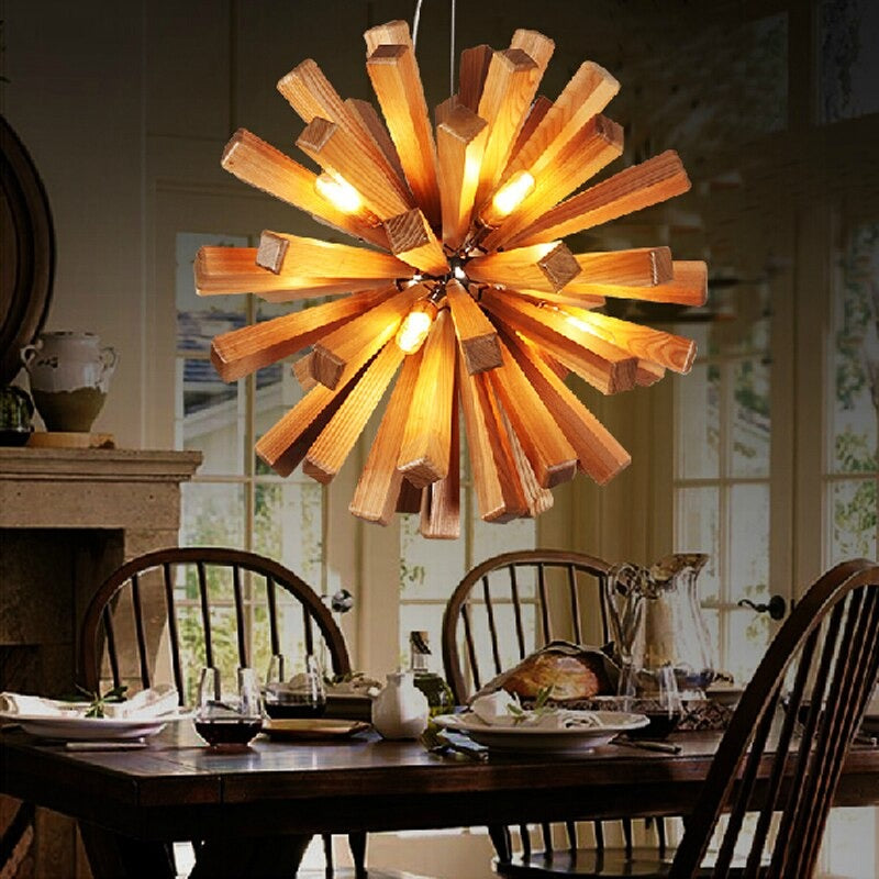 Novelty Modern Handmade Wooden Pendant Lamp