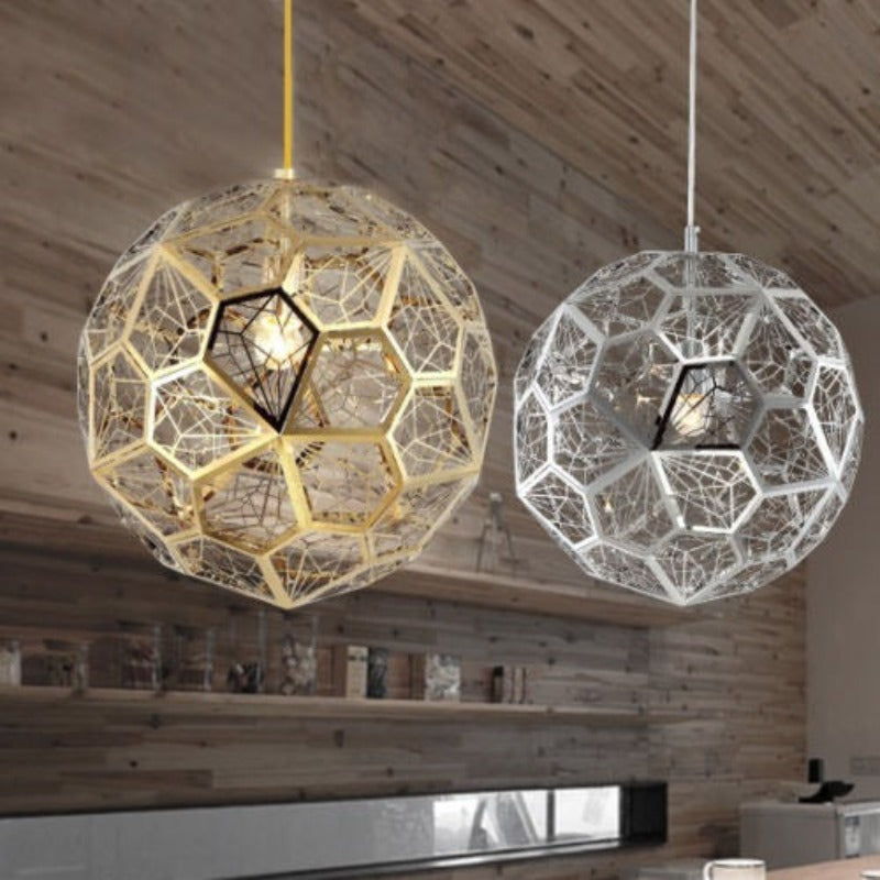 Hollowed Stainless Steel Globe Pendant Light