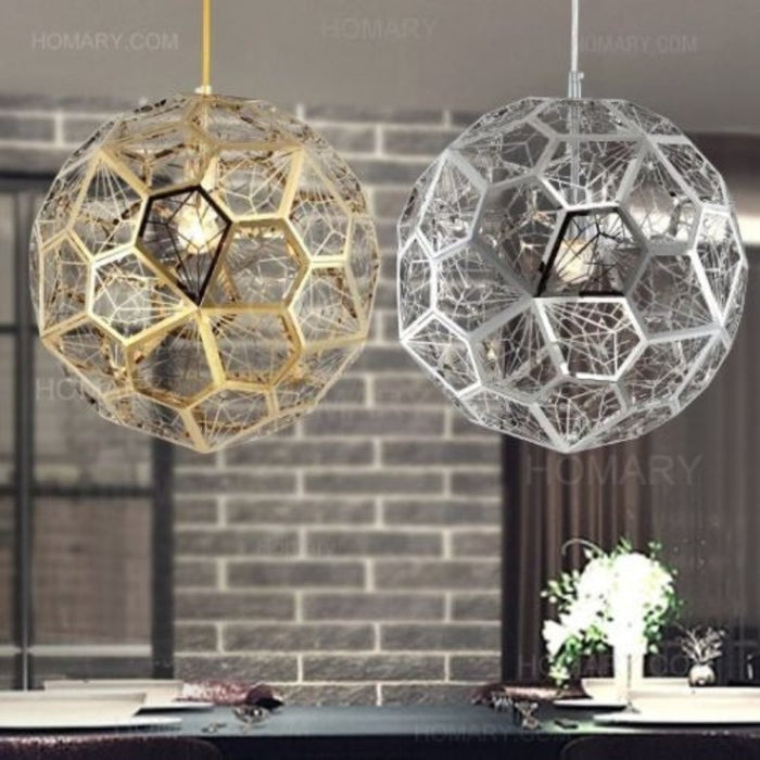Hollowed Stainless Steel Globe Pendant Light