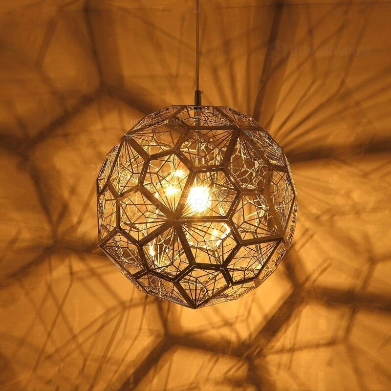 Hollowed Stainless Steel Globe Pendant Light