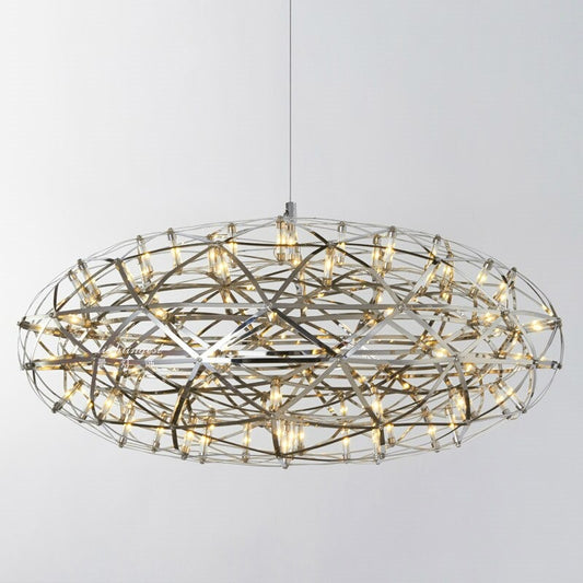 Modern Steel Spark Oval Ball LED Chandelier