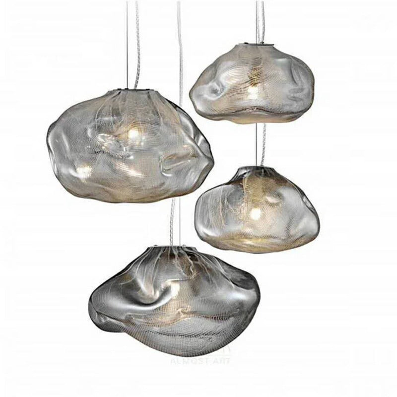 Dinning Glass LED Single Hanging Irregular Pendant Lamp