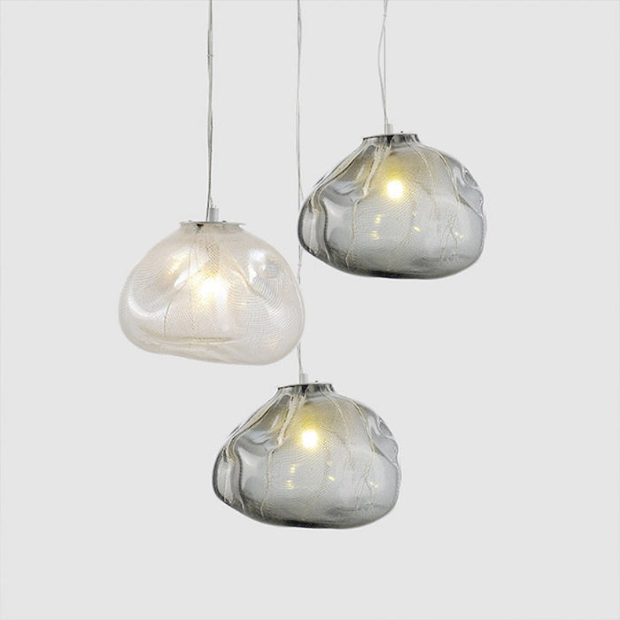 Dinning Glass LED Single Hanging Irregular Pendant Lamp