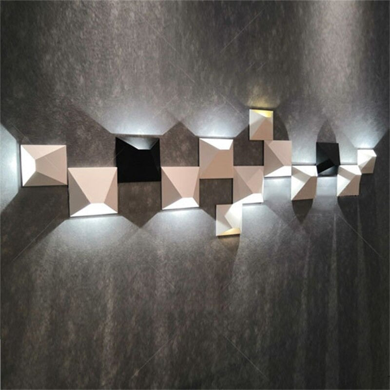 Postmodern Geometric Black White Wall Light