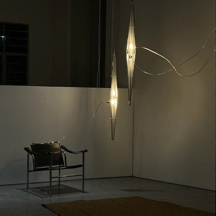 Minimalist Stainless Steel Elongated Glass Art Pendant Lamp
