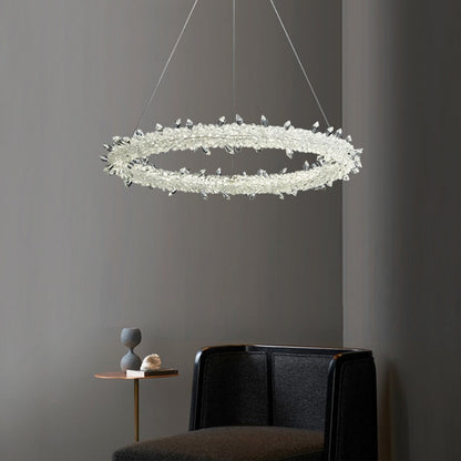 Transparent Crystal Ring Single Layer Pendant Lamp