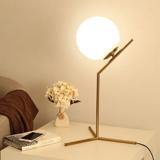 Nordic White Glass Ball Table Lamp