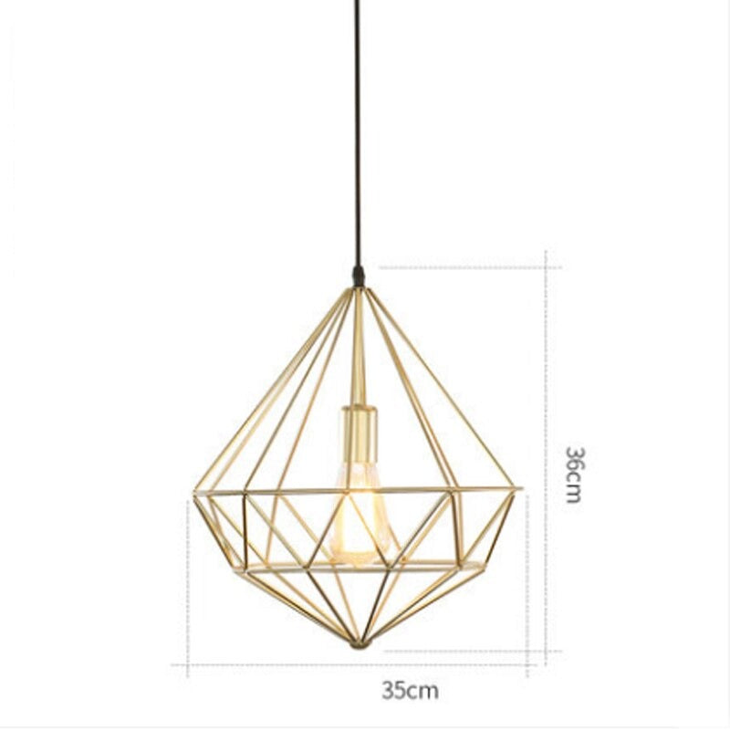 Nordic Polygon Diamond Hollow Lights E27 Pendant Lamp