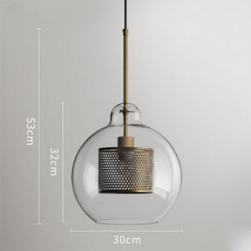 Minimalist Hollow Iron Glass Ball Pendant Lamp