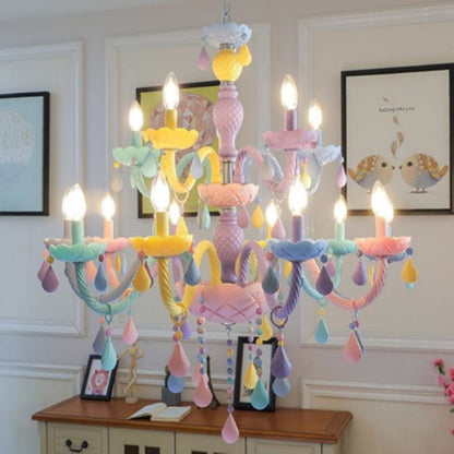 European Candle Rainbow Crystal Chandelier