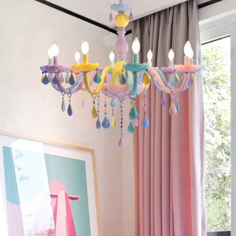 European Candle Rainbow Crystal Chandelier