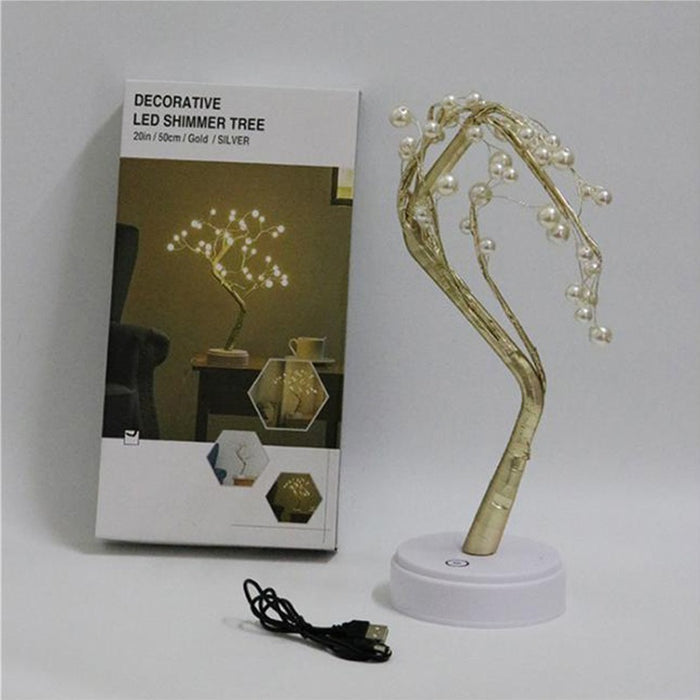 Christmas Fire Tree Silver Flower LED Table Lamp