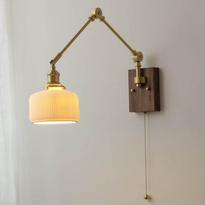 Retro Copper Rocker Arm Adjustable Wall Lamp