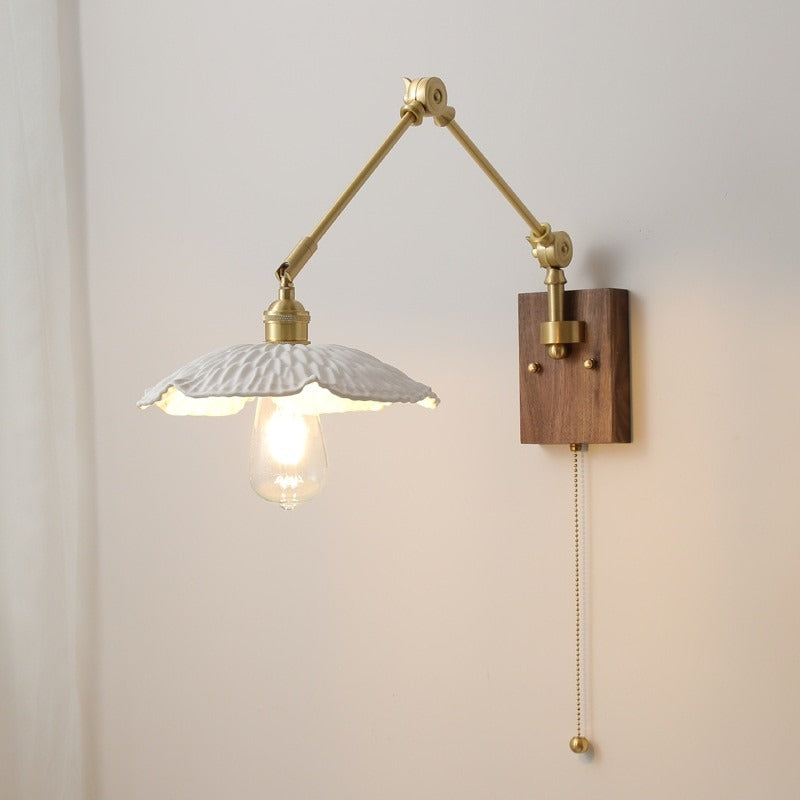 Retro Copper Rocker Arm Adjustable Wall Lamp