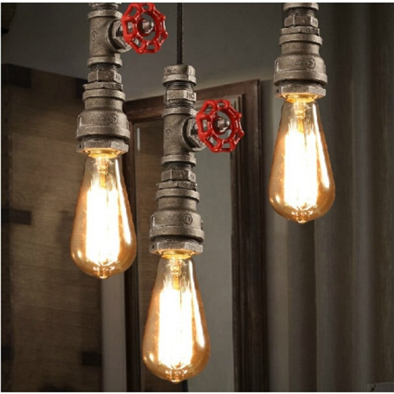 Retro Industrial Black Pipe Pendant Light