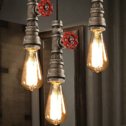 Retro Industrial Wrought Iron Black Pipe Pendant Light