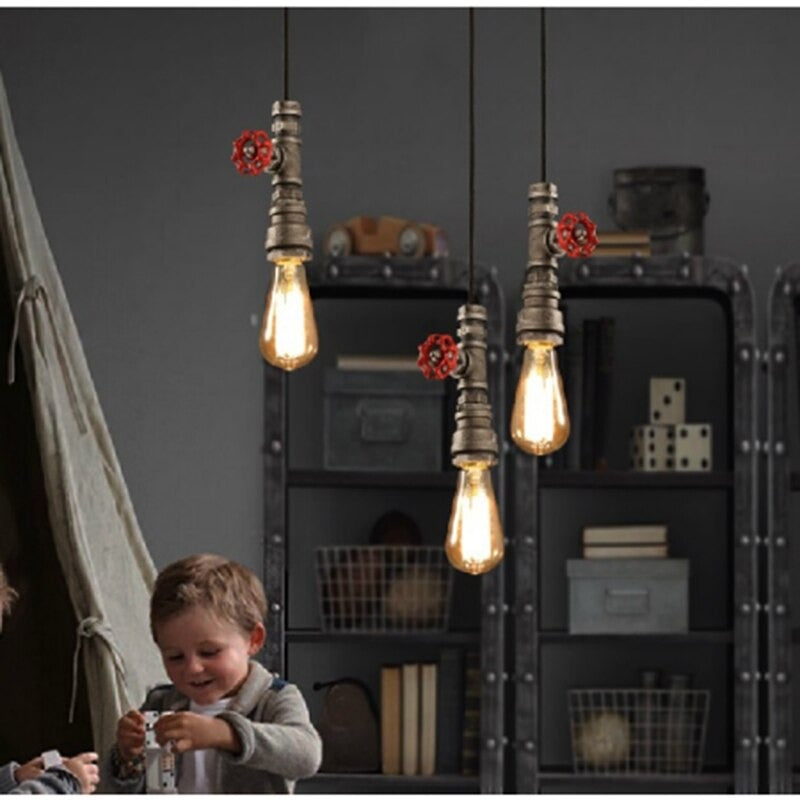 Retro Industrial Black Pipe Pendant Light