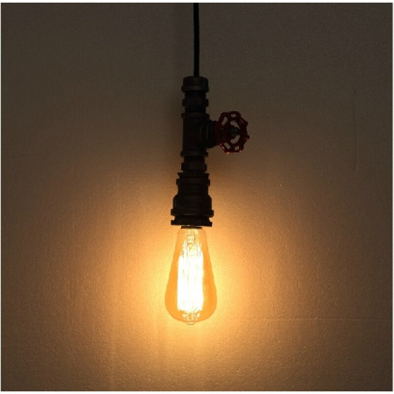 Retro Industrial Black Pipe Pendant Light