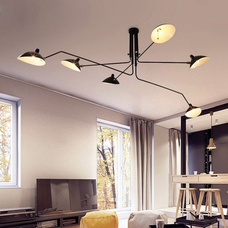 Retro Wind Hardware Black Adjustable Chandelier Lamp