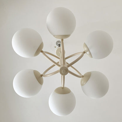 Retro Simple White Metal Six-Head Glass Ball Chandelier