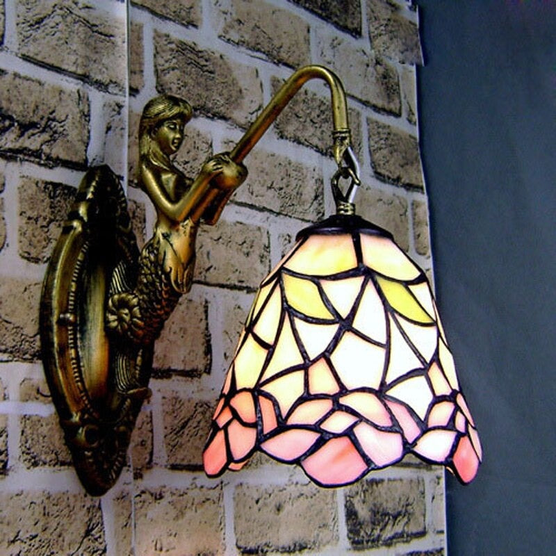 Tiffany Iron Mediterranean Glass Wall Lamp