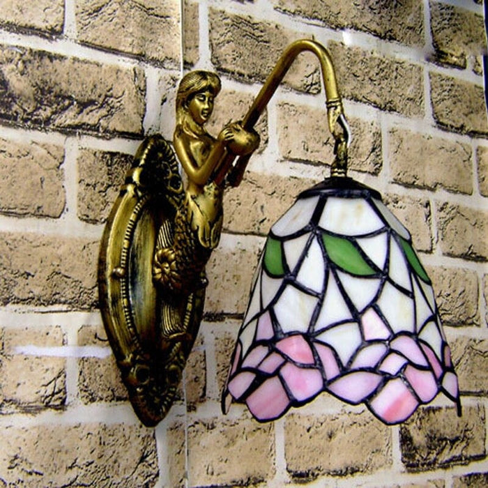Tiffany Iron Mediterranean Glass Wall Lamp