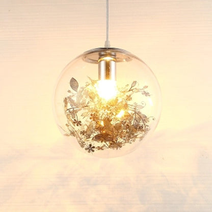 Transparent Glass Ball Tin Foil Flower Pendant Lamp