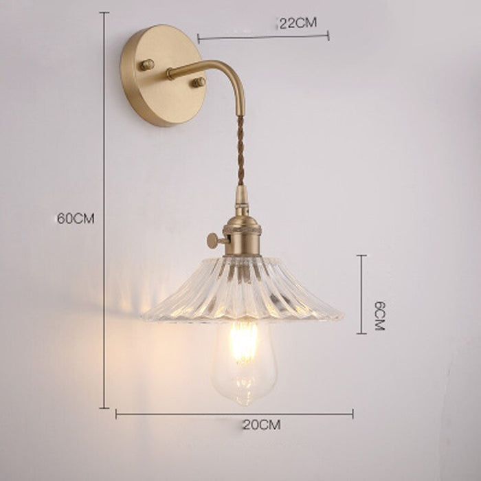 Retro Simple Brass Transparent Glass Wall Lamp