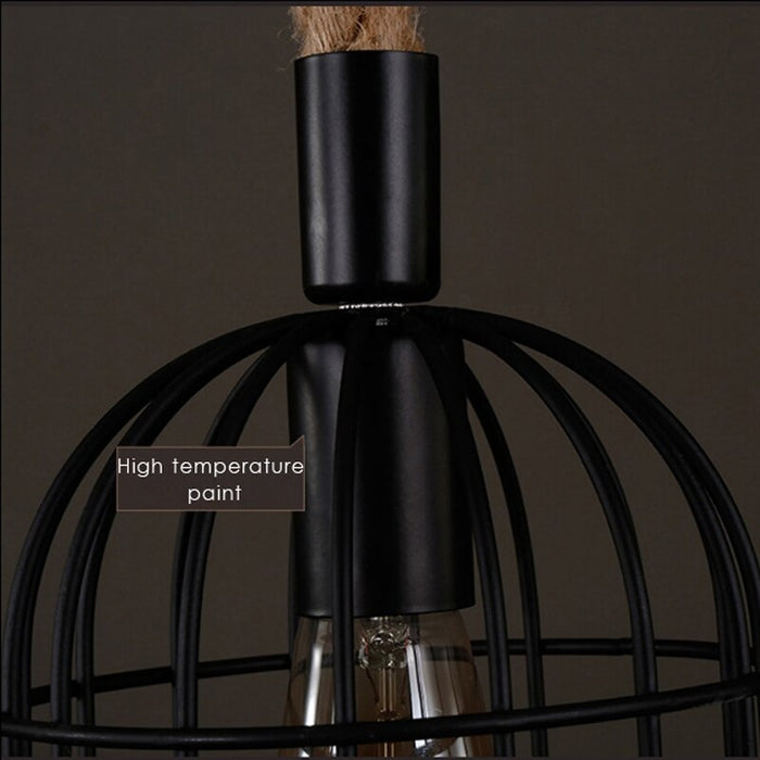 Vintage Industrial Style Hemp Rope Pendant Lamp