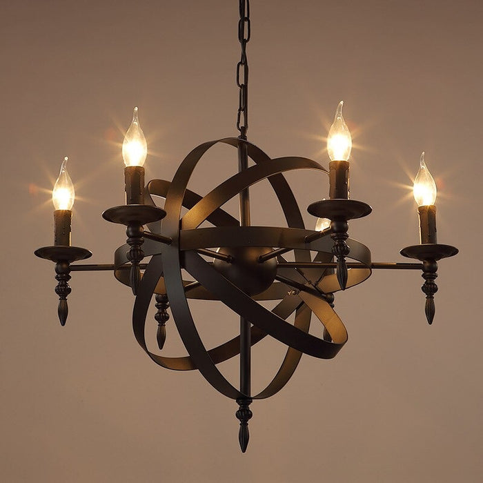 Industrial Retro European Style Iron Globe Chandelier Lamp