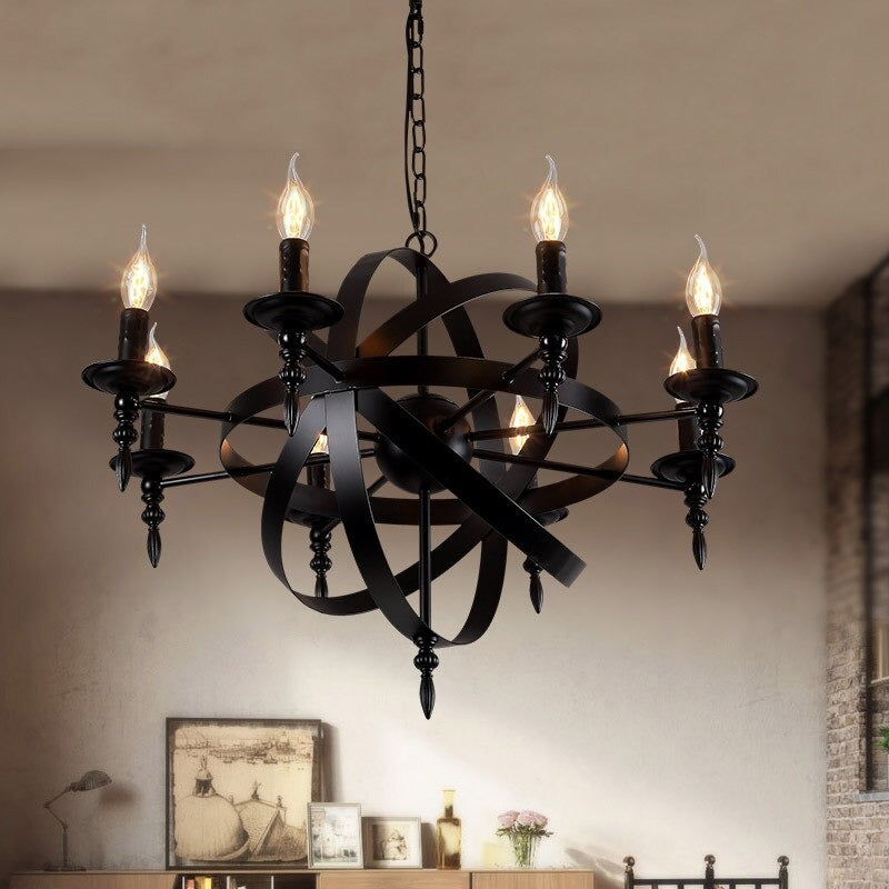 Industrial Retro European Style Iron Globe Chandelier Lamp