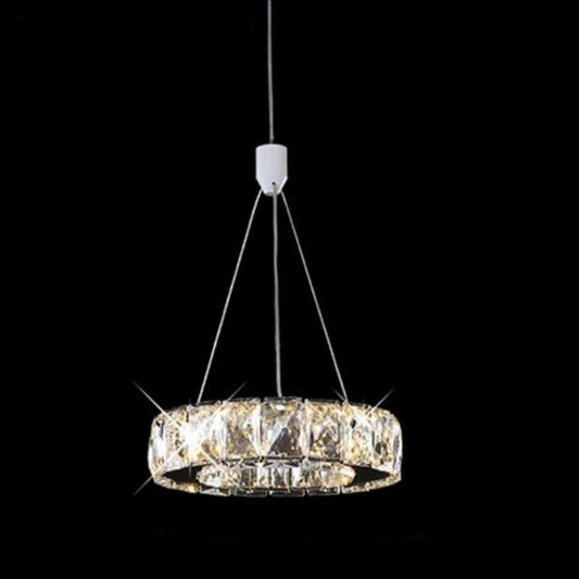 Modern Stainless Steel Circular Crystal Pendant Light